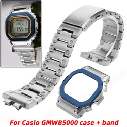 NEW blue Stainless Steel GMWB5000 Case Watchband mod kit for Casio GSHOCK GMW-B5000 watch band solid metal strap bezel free tool