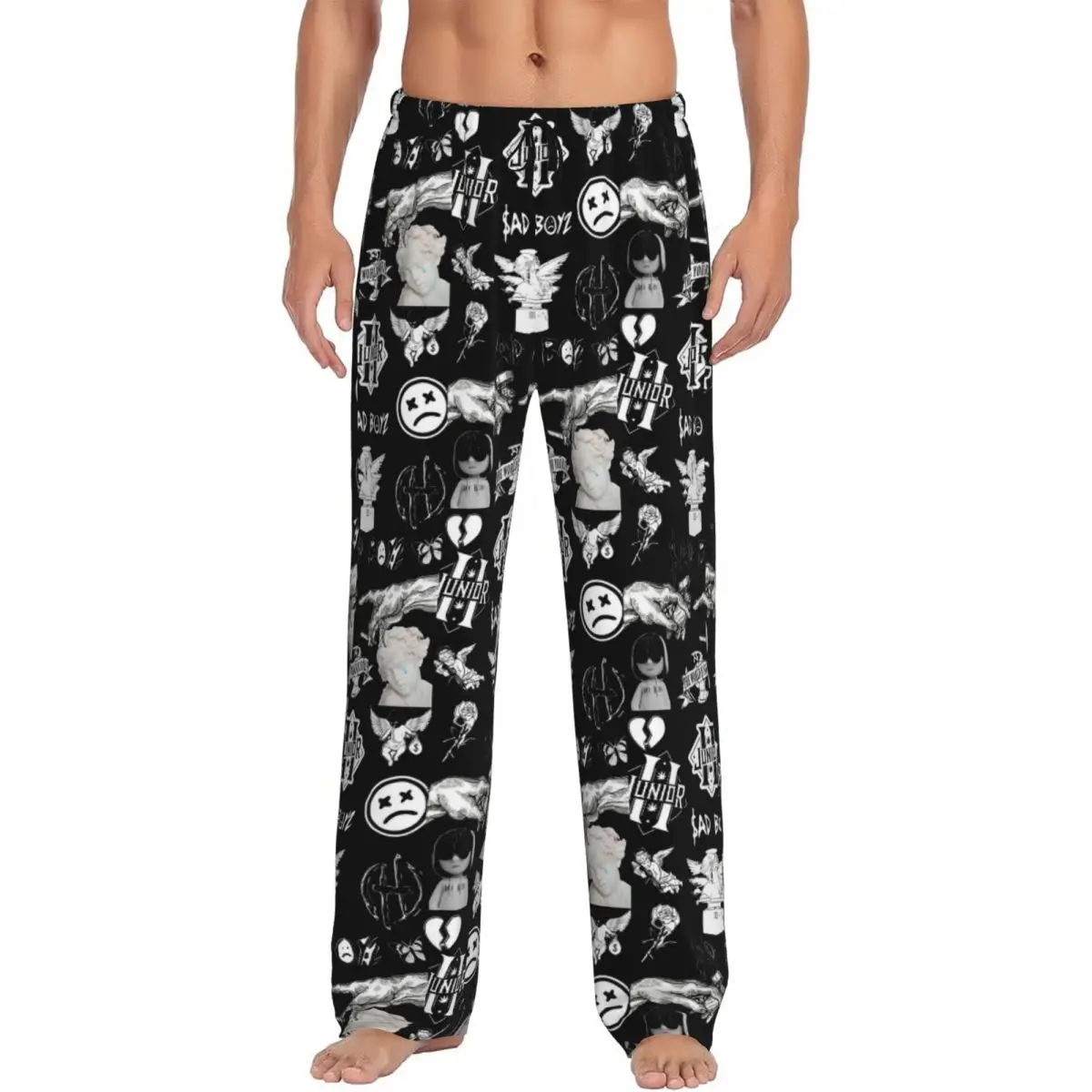 Custom J-Juniors H Sadboyz Logo Music Pajama Pants Sleepwear for Men Elastic Waistband Sleep Lounge Bottoms with Pockets