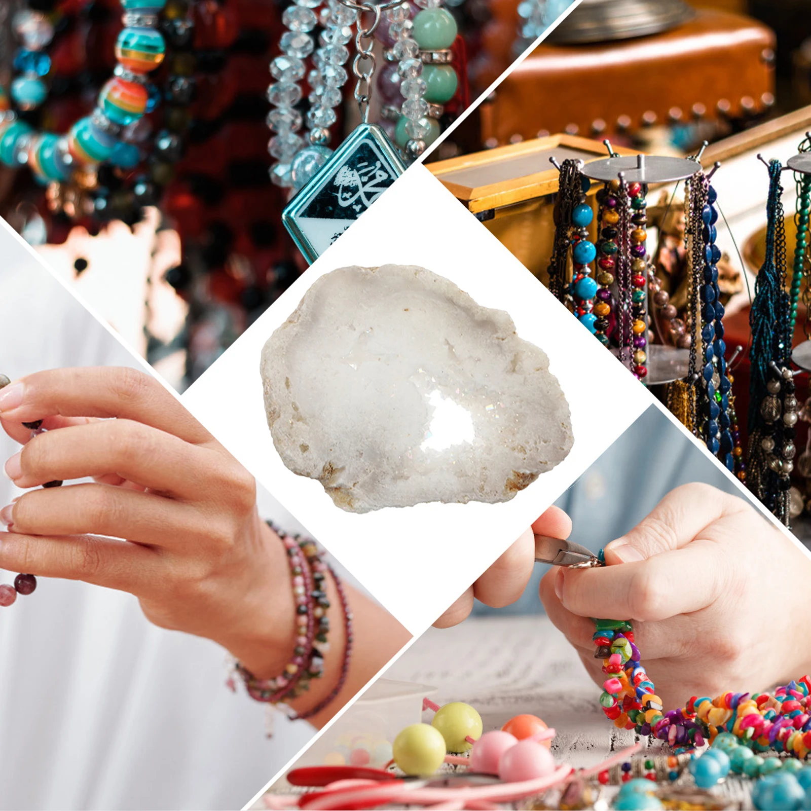 

Electroplated Agate Crystals Natural Materials Durable DIY Craft Necklace Decor H made Slice Jewelry Accessories