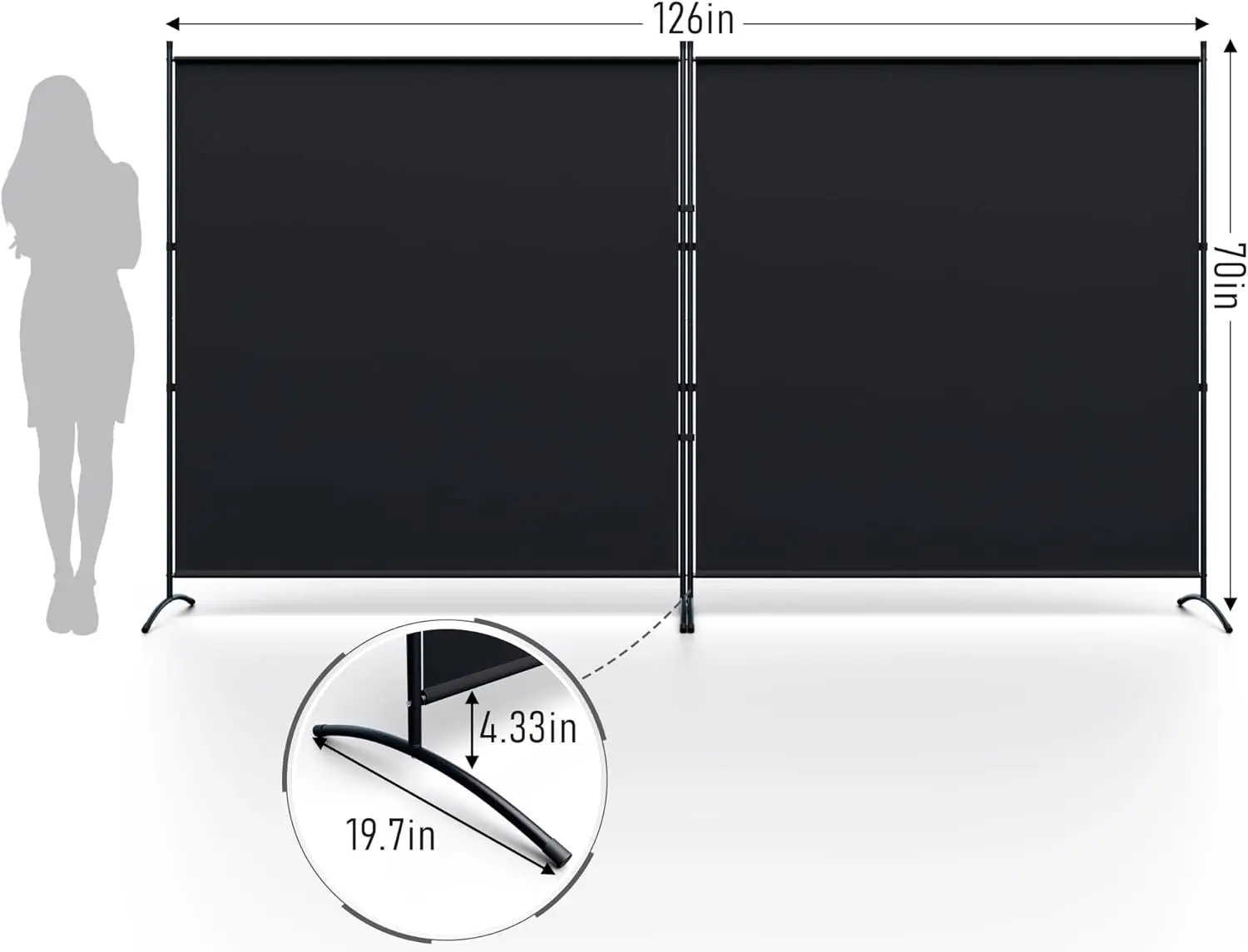 Large 2-Panel Room Divider Screen, 126''W x 71''H Portable Privacy Partition for Office, Home & School