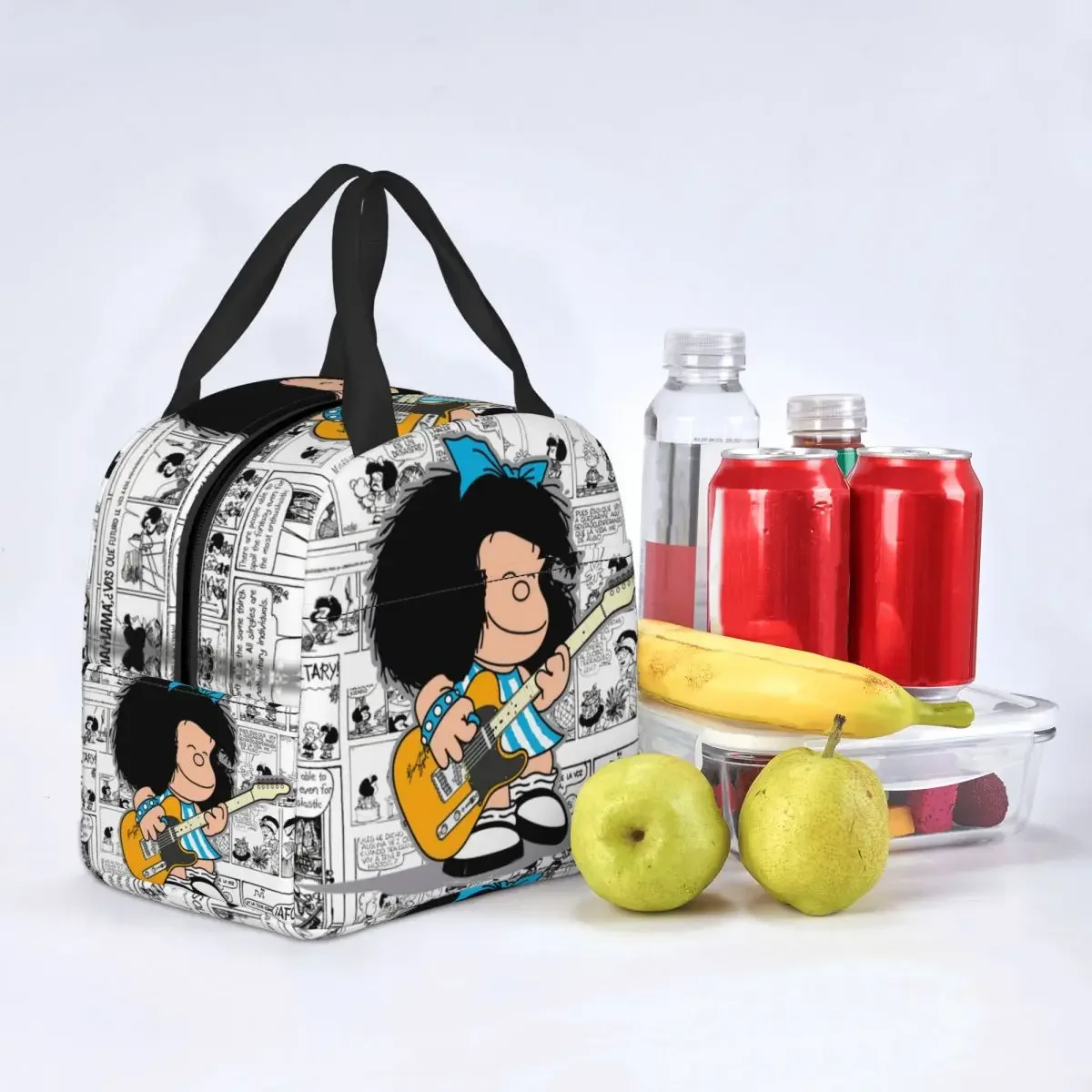 Mafalda Quino Cartoon World Sacos de almoço isolados, refrigerador térmico reutilizável, lancheira para mulheres, Camping, Viagem, Anime engraçado,