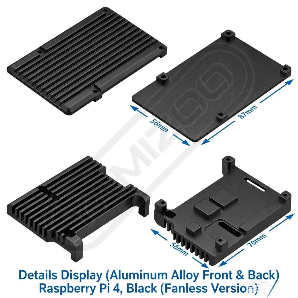 Metallgehäuse für Raspberry Pi 4/B+ Aluminiumlegierungsbox 4B Montage-Kühlung – Detail 3
