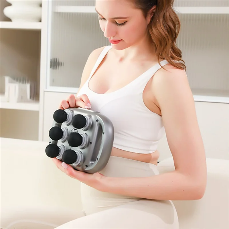 

Electric 6 Head Massage Gun Body Relax High Frequency Vibrate Fascial Gun Professional Athletes Deep Muscle Massager