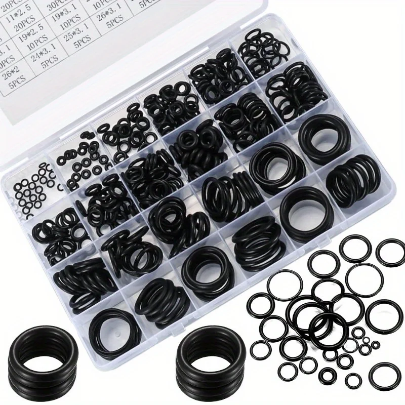 225Pcs Nitrile Rubber O-Ring Assortment 18 Sizes Sealing Gaskets Leakproof Washers for Pipeline Repair & Industrial Maintenance