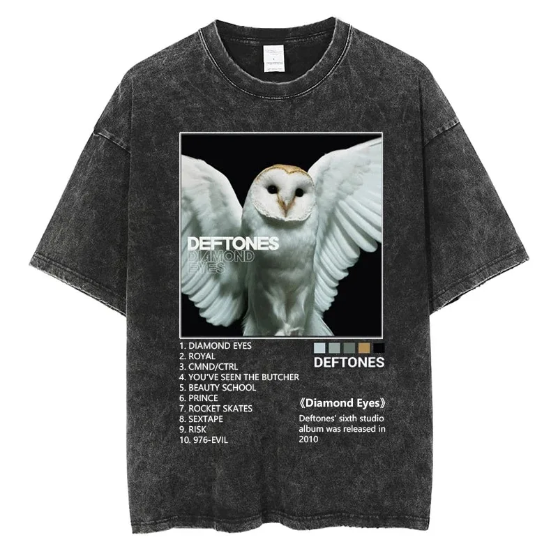 Deftones Band-Diamond Eyes Music Album Cover T-Shirt Metal Rock Clothes Cotton Vintage Short Sleeve Tees For Men Streetwear Tops