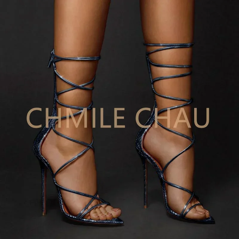 【Measure your feet length before order】Luxry Designer Women Sandals Stiletto High Heel Sexy Evening Party Dress Shoes 7-C-SL-1