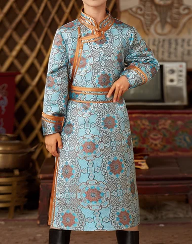 Chinese Mongolian Boy Gown Blue Folk Vintage