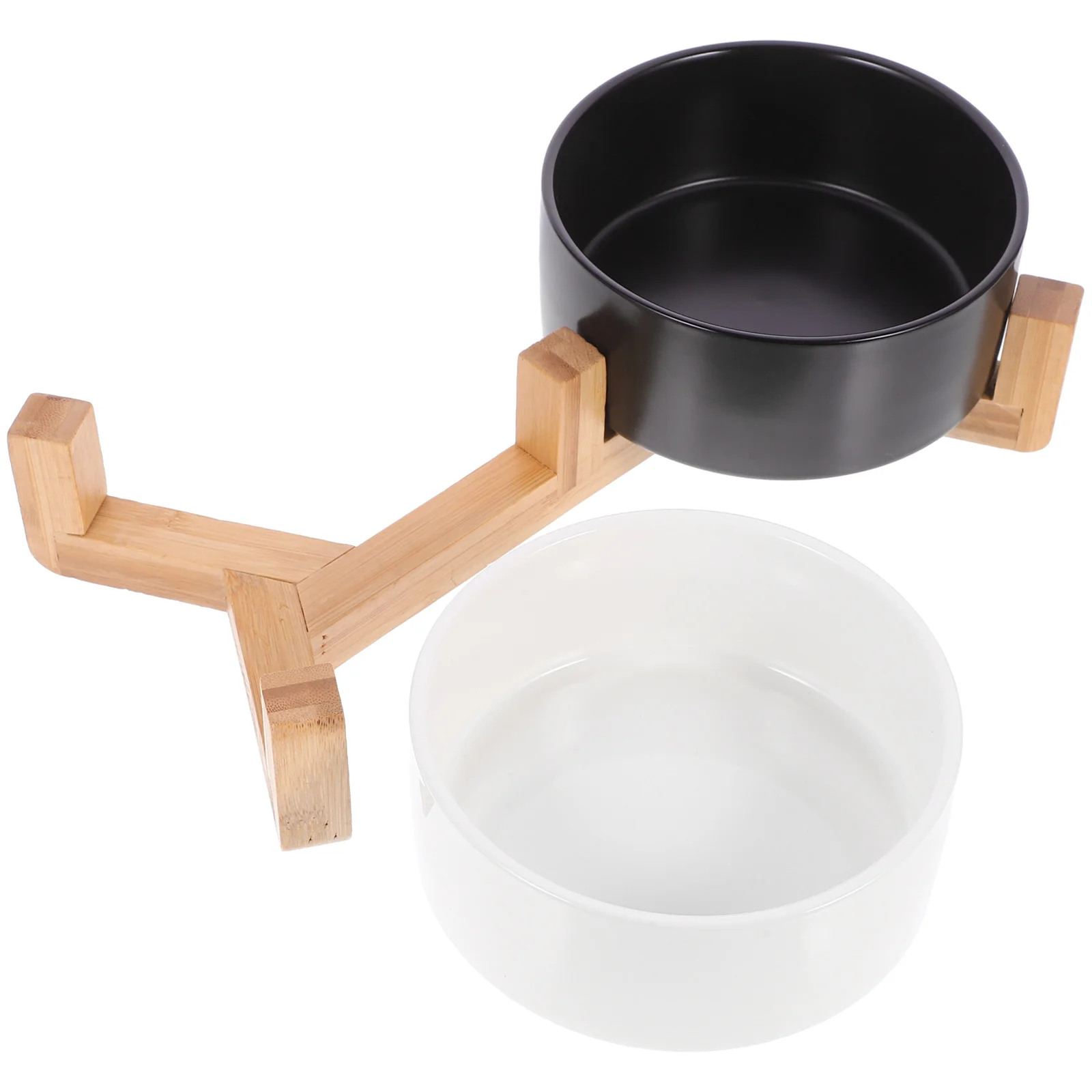

1 Set Of Anti-Slip Ceramic Pet Wooden Stand Dual Feeding Water Bowls For Dogs Cats Large Dog Bowl Lightweight Food Container