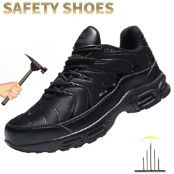 Steel Toe Shoes for Men Indestructible Work Shoes Lightweight Steel Toe Non Slip Safety Shoes Air Shock Absorption Sneakers