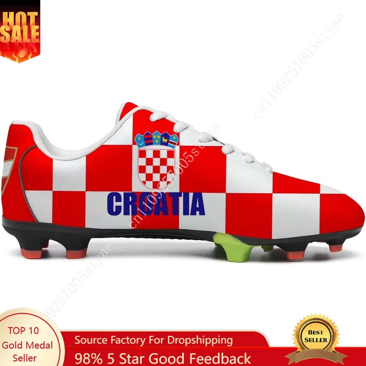 

Футбольные бутсы с флагом Хорватии, мужские и женские, из полиуретана, на шнуровке, для улицы, спортивная обувь, 2026