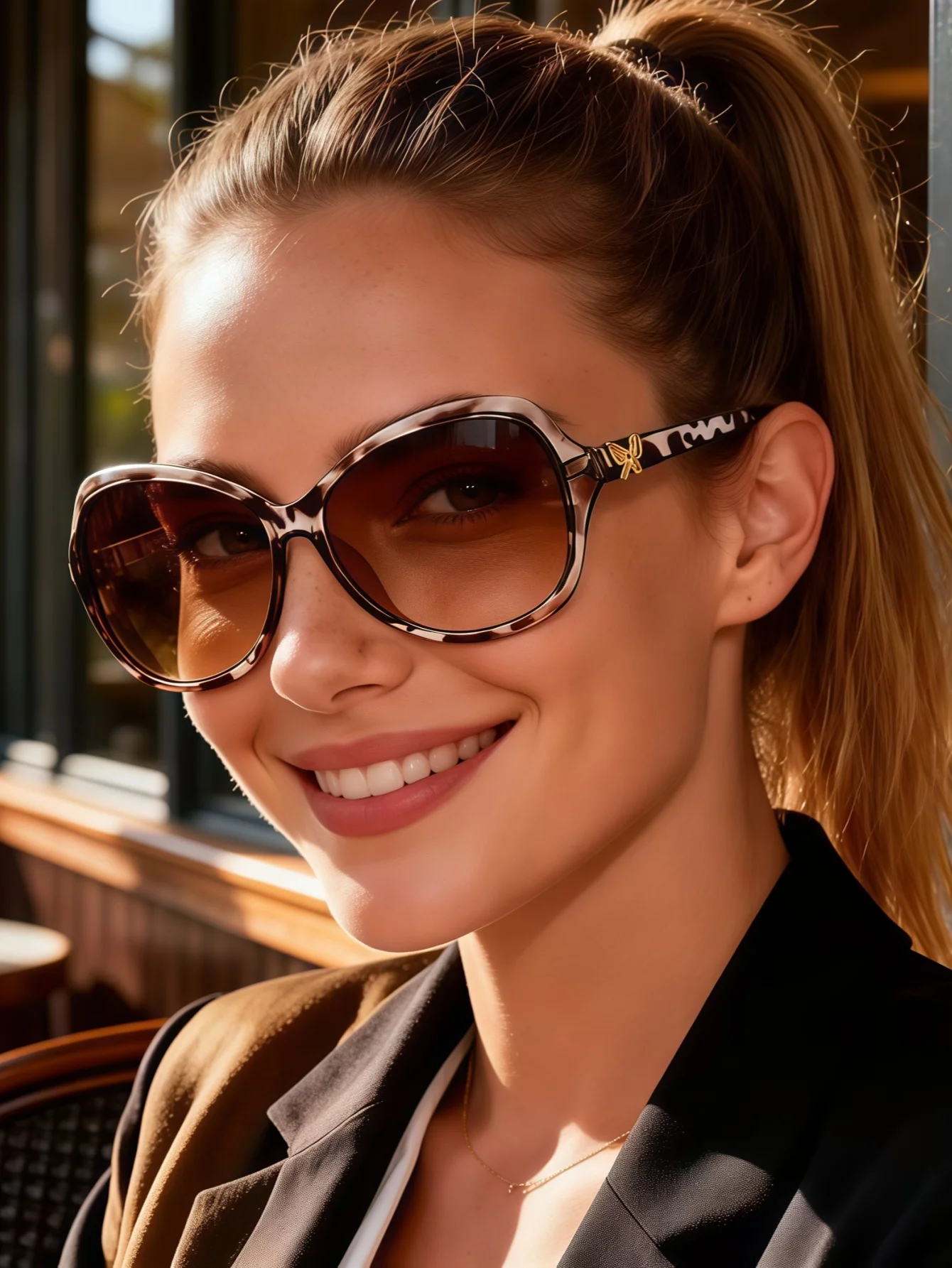 European and American women's retro round frame with metal plated accessories, exquisite and atmospheric sunglasses, daily sun p