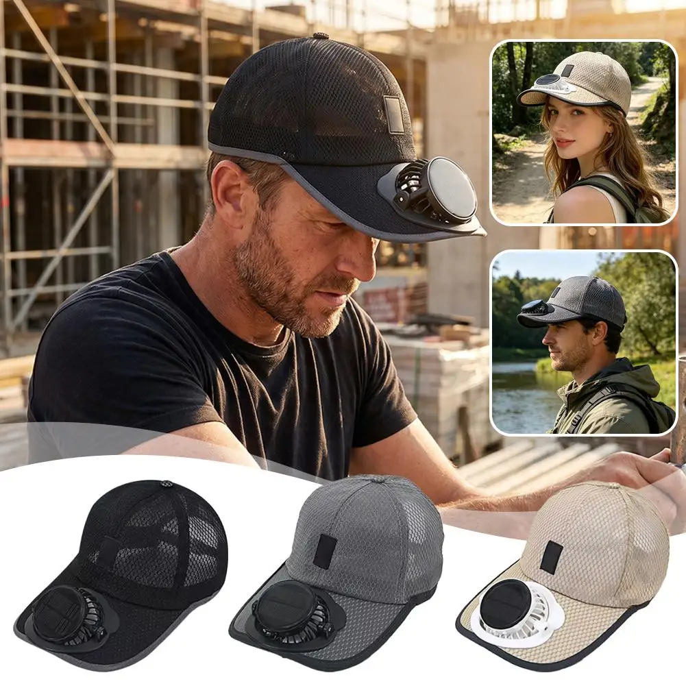 Multi Functional Sunscreen Hat Solar &USB Powered Cap with Fan Summer Breathable Mesh Sun Protection Outdoor Baseball Hat Unisex