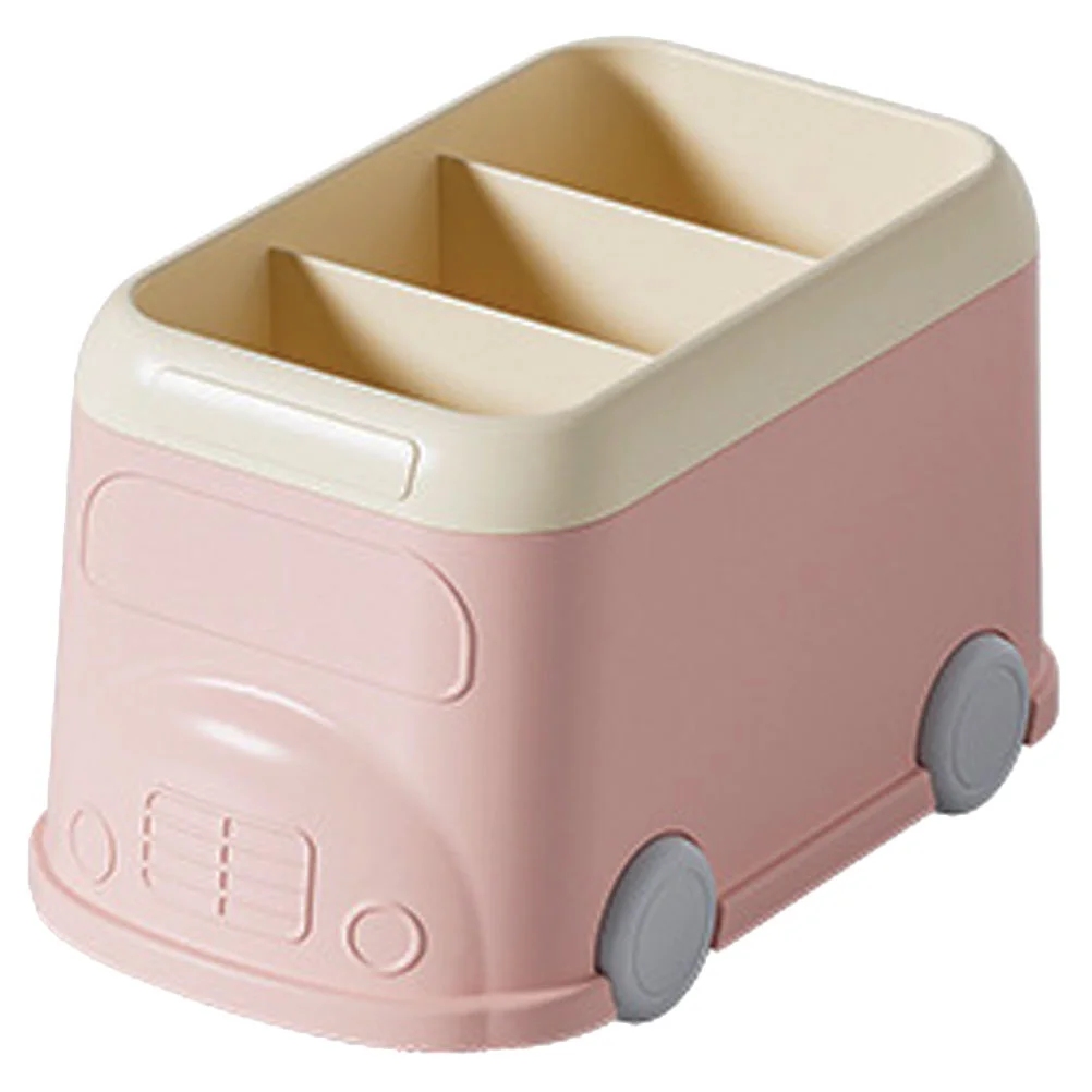 School Bus Storage Box Child Office Desks Desktop Plastic Skin Care Product Holder