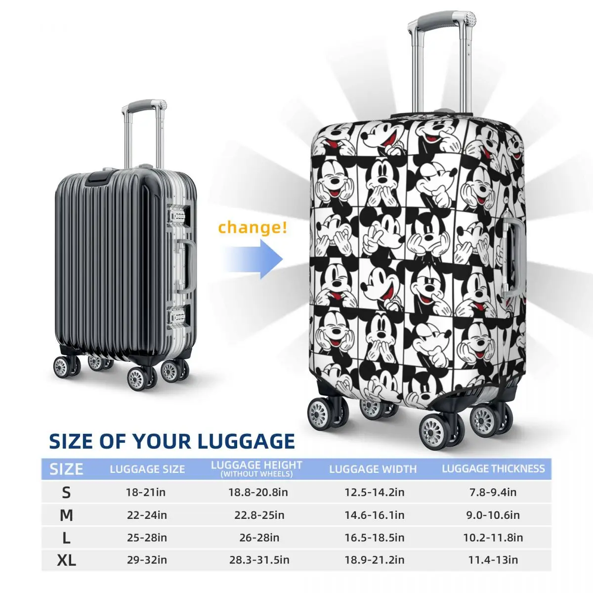 Mickey Mouse Suitcase Cover Cruise Trip Holiday Elastic Luggage Case Protector