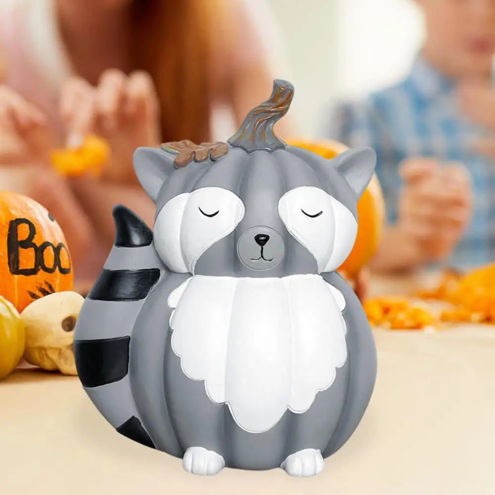 Halloween Decoration Whimsical Halloween Pumpkin Figurines Cartoon Fox Raccoon Night Owl Resin Statues for Indoor for Festive