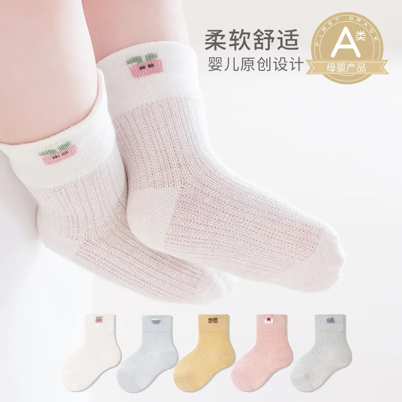 

Носки для малышей от 0 до 3 лет, летние тонкие однотонные ультратонкие носки с героями мультфильмов, хлопковые носки для девочек и мальчиков