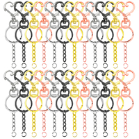 30/60/90PCS Heart Shaped Swivel Snap Hooks Metal Lobster Clasp Keychain Flat Key Ring Jump Rings for Lanyard Accessories Crafts