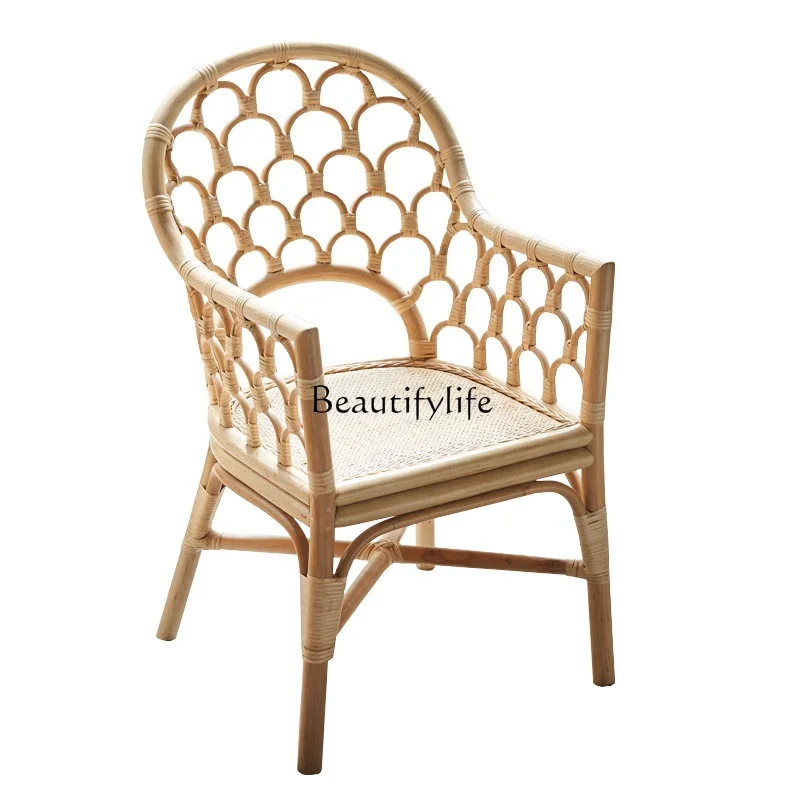 

Japanese-Style Creative Woven Rattan Dining Chair B & B Balcony Leisure Bamboo Chair