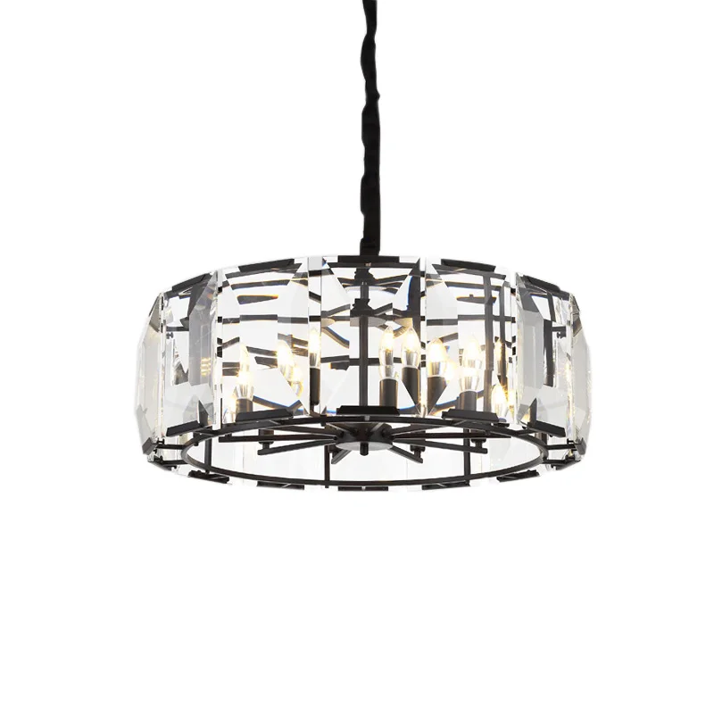 

Nordic Luxury Crystal Pendant Lamp Black Ceiling Light Suspension Luminaire Home Decor Chandelier for Lobby Foyer