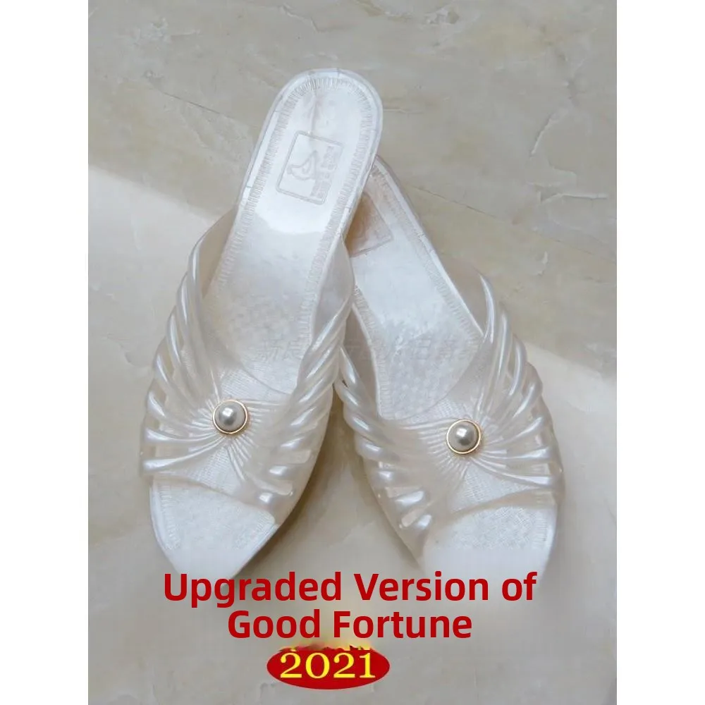 

Pearl Slippers Women's Retro Plastic Crystal Studded Home Slippers Princ Sle Casual Slippers for Spring Autumn