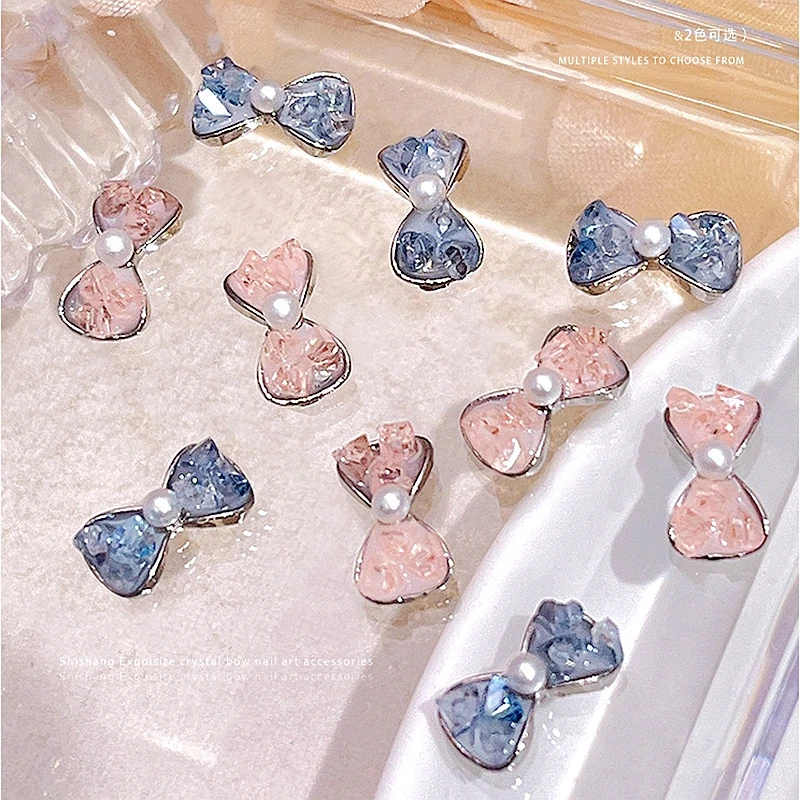 5PCS Crystal Bow Tie Nail Art Charms Rhinestones Jewelry Parts Accessories For Nails Decoration Manicure Decor Supplies Material