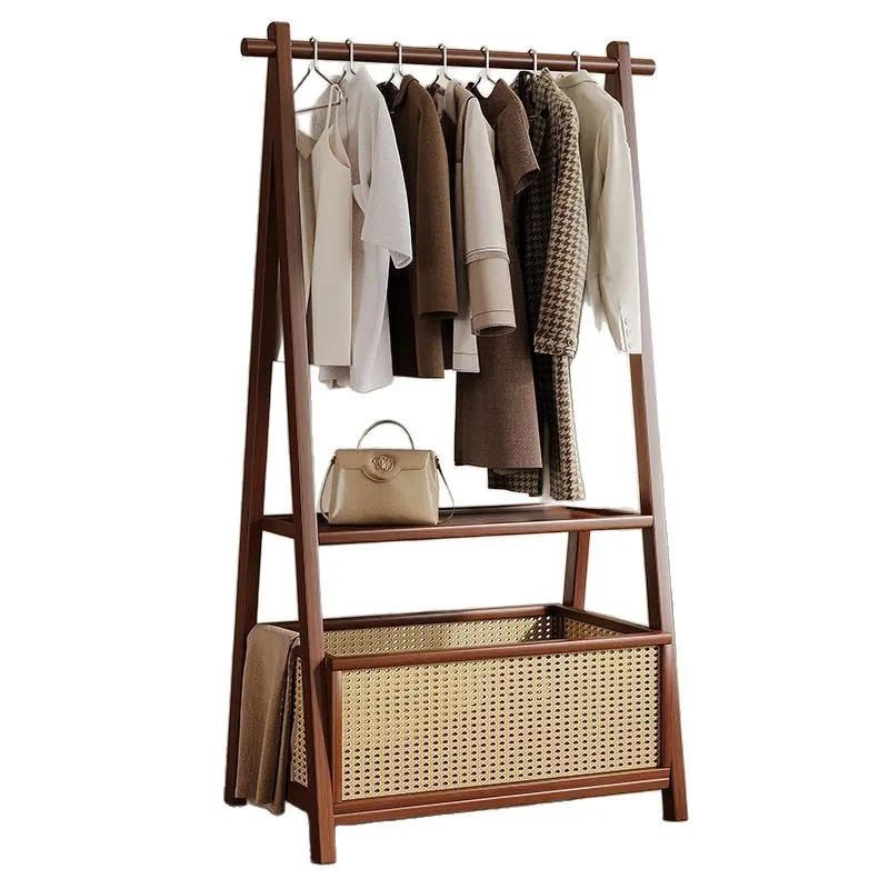 

Solid Wood Coat Rack Hanger Floor-to-ceiling Bedroom Simple Clothes Rack Household Multi-function