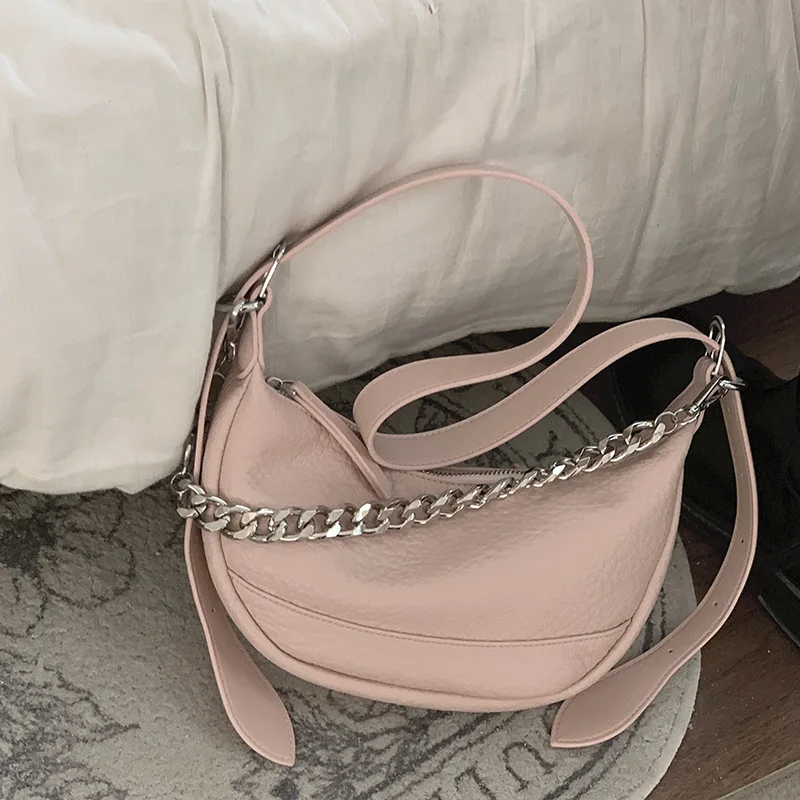 

French Elegant All-match Women Crossbody Bags Luxury Glossy Fashion Popular Personality Women Leisure Pack Chain Design Bag