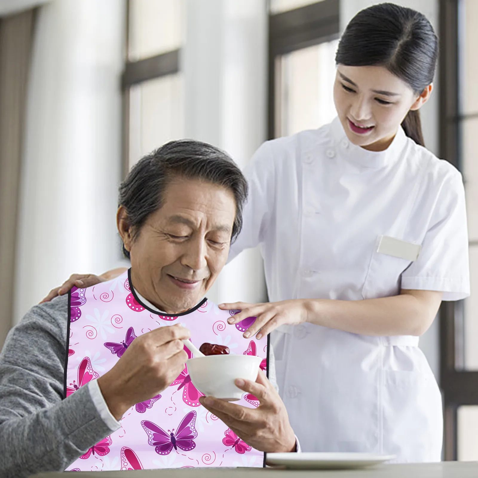 

Adult Bib Washable Feeding Protector Waterproof Reusable Meal Drool Eating Apron Saliva Towel Personal Care Health Accessories