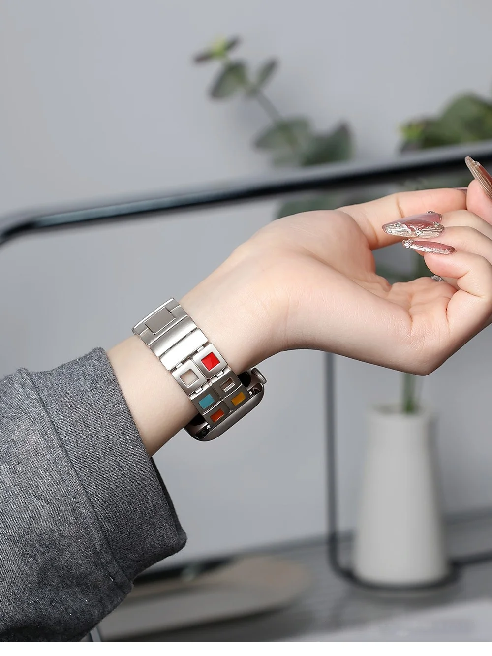 

Colorful small square metal suitable for Huawei GT5/GT5 Pro/GT4/GT2/3/4 22mm/20mm/18mm fashionable watch straps