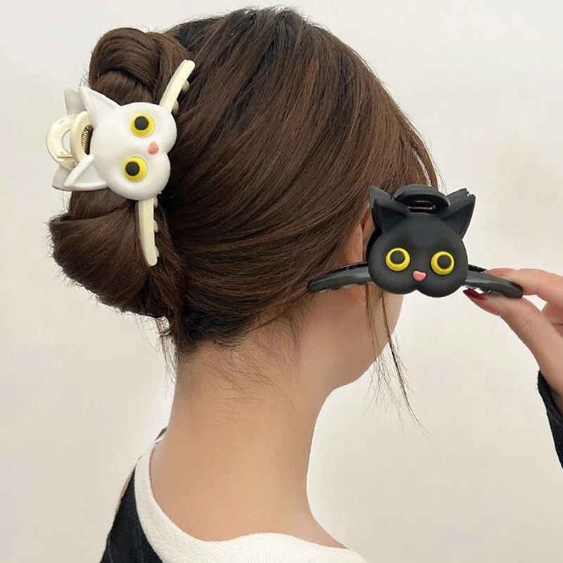 Заколка для волос с милым котом, большая заколка для волос с героями мультфильмов для женщин и девочек, милый стиль, заколка с кошачьим крестом и когтями, модные аксессуары для волос