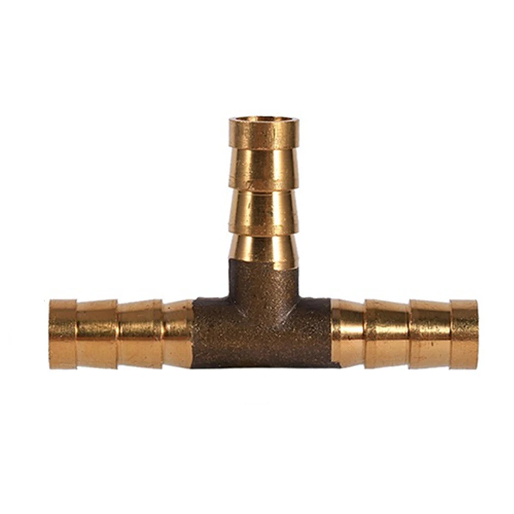 Gas Oil Adapter Fuel Multi Size Vehicle Solid Brass T Shape Durable Multifunctional 3 Way Practical Pipe Connector Hose Joiner