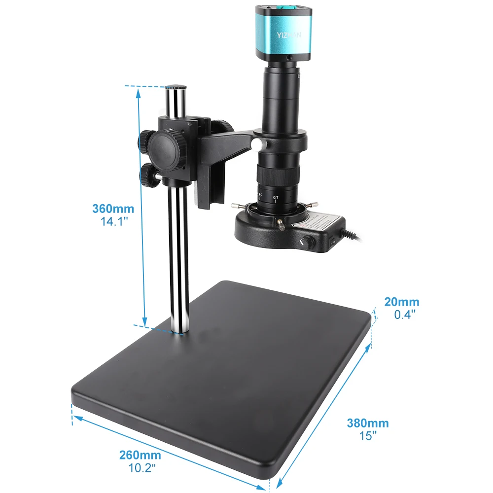 4K Camera Monocular Microscope 180X Lens 10.1 Inch Display Big Base Offering High Resolution Visualization Phone Repair