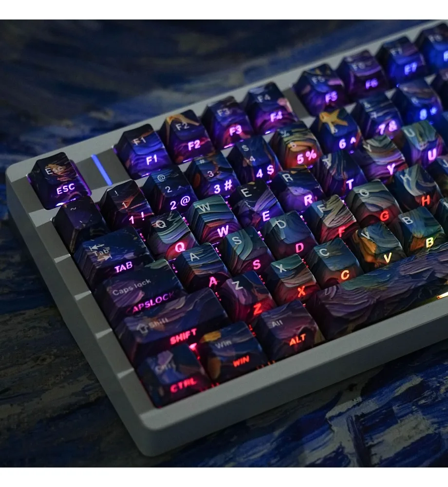 Keycaps Starry Sky V5 Double Engraving Transparent Pbt Original Full Set of Keycaps Korean Russian German Western Grammar Arabic