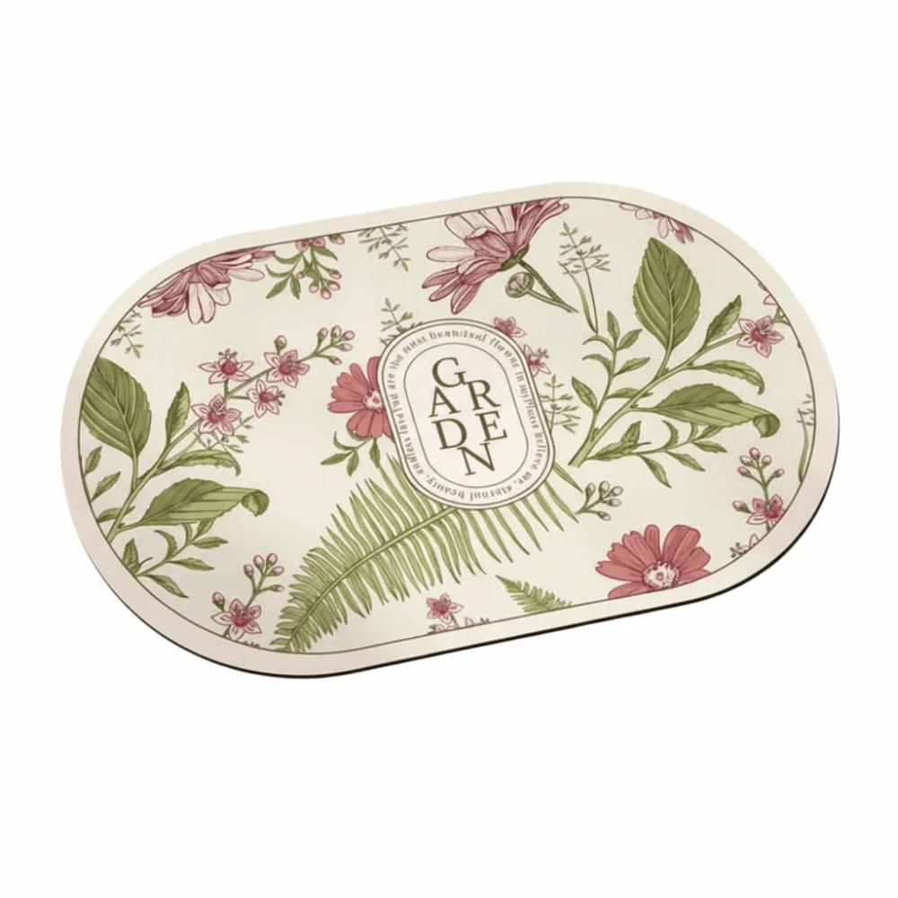 

Elegant Bathroom Floor Mat Soft Flower Printing Absorbent Bath Carpet Quick Drying Machine Washable Anti Slip Door Mat Foot Pad