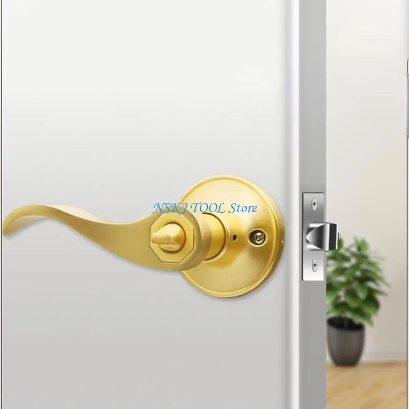 L8RC Doorsh Brass Door Levers الذهب الداخلي غرفة نوم الحمام قفل الباب الخشب #2