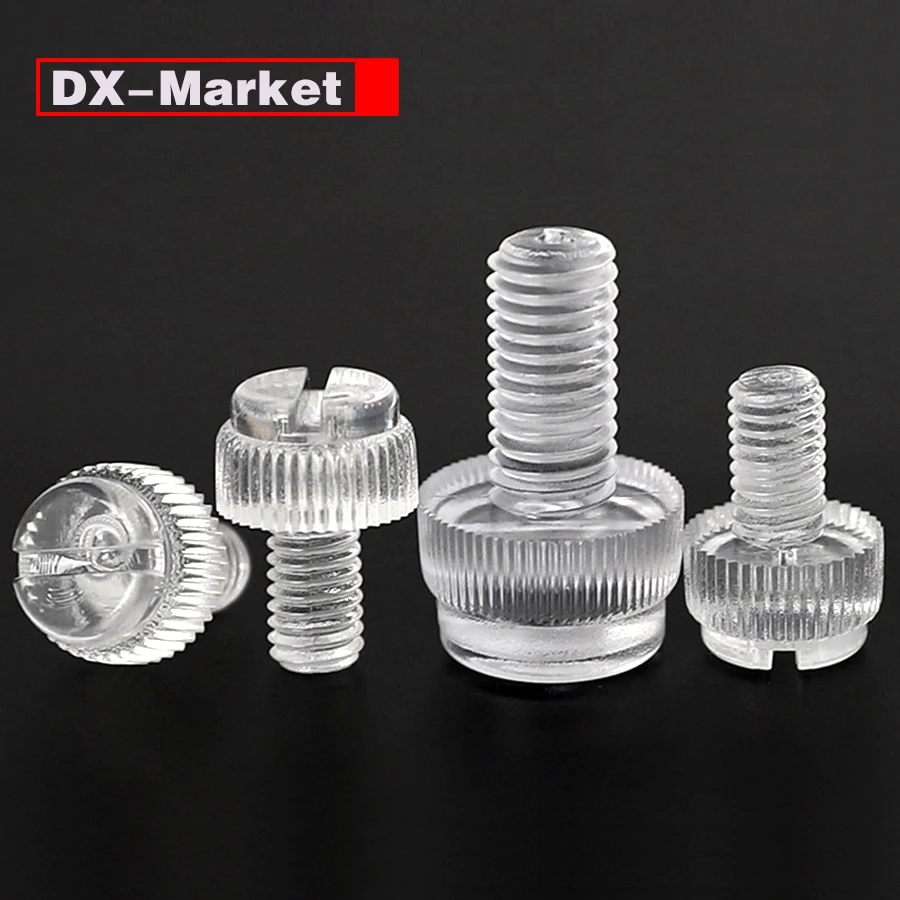Tornillo de pulgar ranurado M3 PC, perno de ajuste de plástico transparente M3-M8, F006