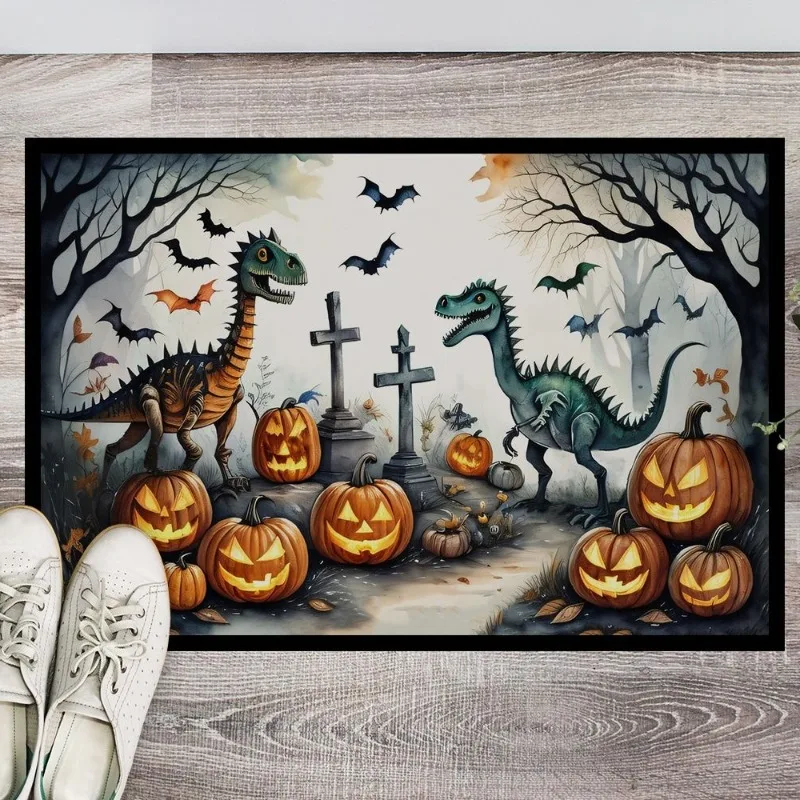 

Жуткий коврик для двери с динозаврами на Хэллоуин, новый нескользящий моющийся коврик с низким ворсом для использования в помещении и на открытом воздухе
