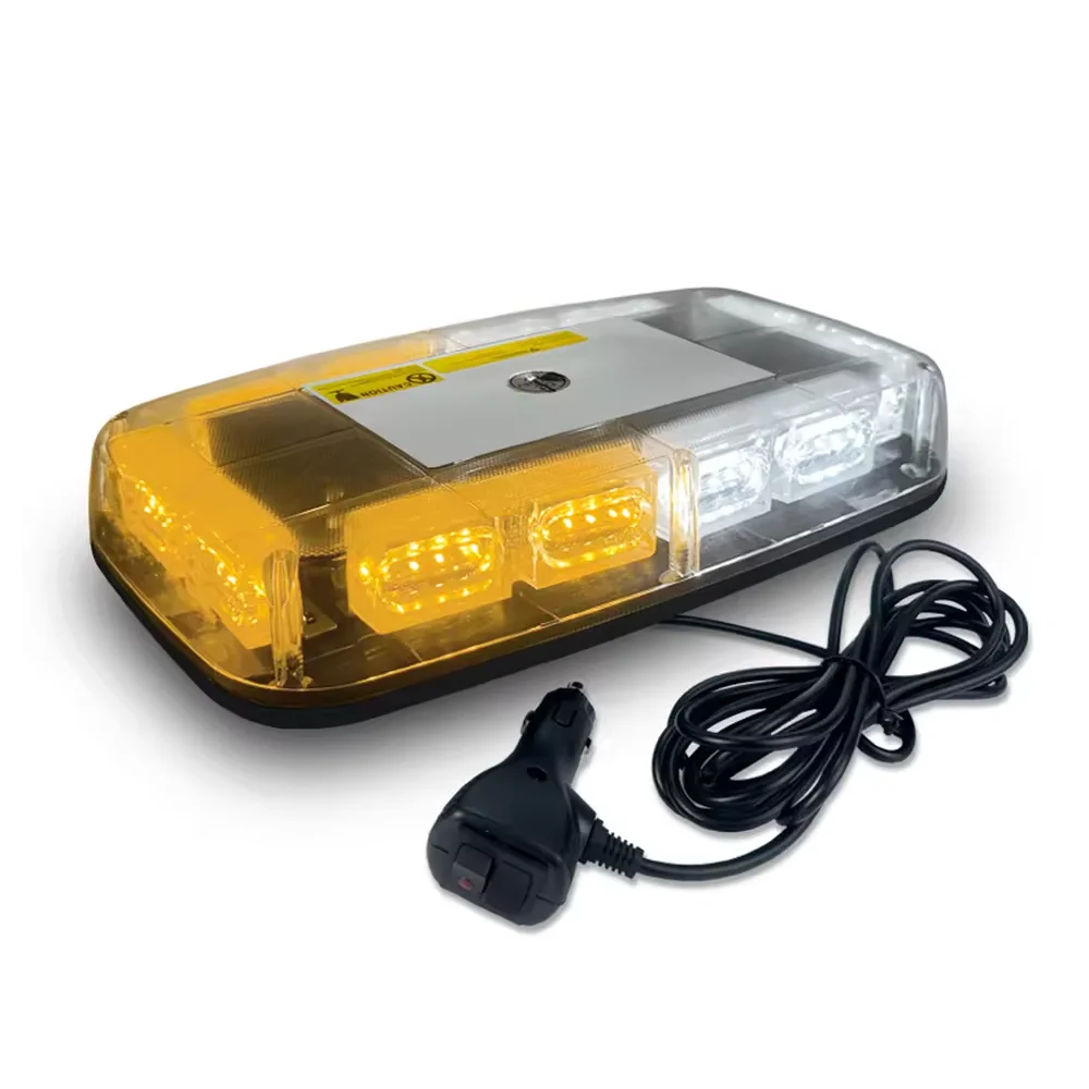 48-LED Emergency Warning Light: 12V-24V Roof Magnetic Strobe with Pop-Up Flashing Function