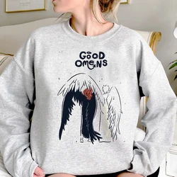 Good Omens hoodies women aesthetic gothic Winter  anime sweatshirts Hood female long sleeve top Hooded Shirt