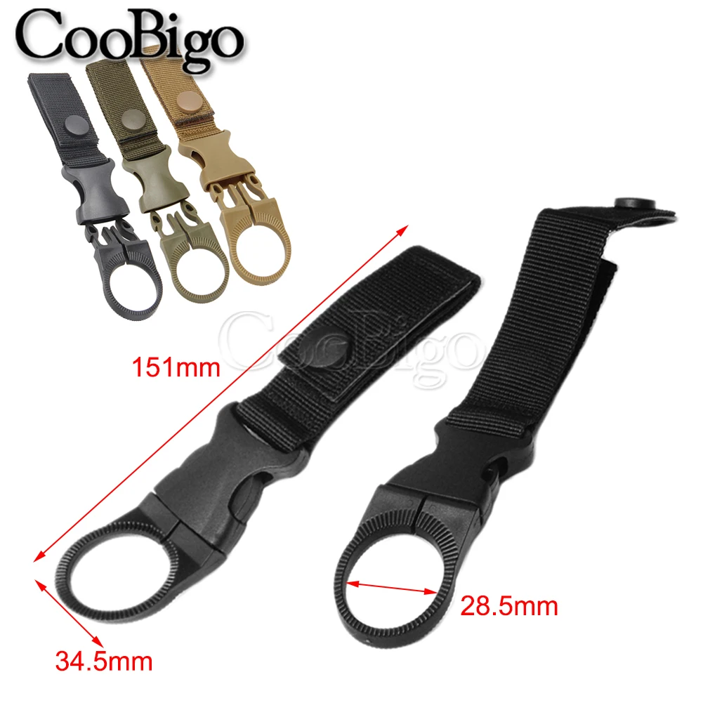 1pc Nylon Webbing Carabiner Buckle Bottle Clip Holder Hanger Keychain Snap Hook Molle Backpack Tactical Belt Attach Accessories