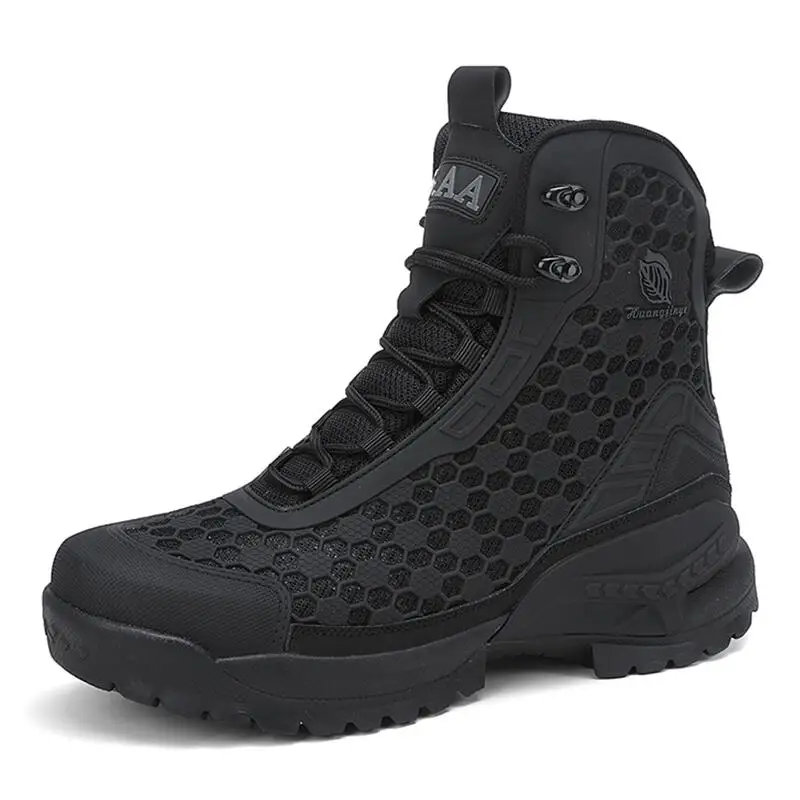 New High Quality Leather Men's Work Boots High Help Men Desert Combat Boots Outdoor Non-slip Hiking Shoes Men Motorcycle Boots