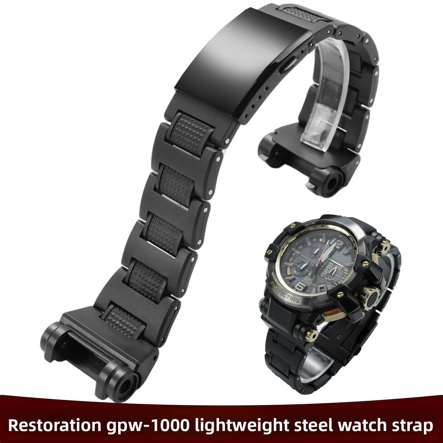 カシオ-gpw-1000-ビッグエアバスシリーズ-gpw1000-軽量複合プラスチックスチールブレスレット時計アクセサリーに適しています。