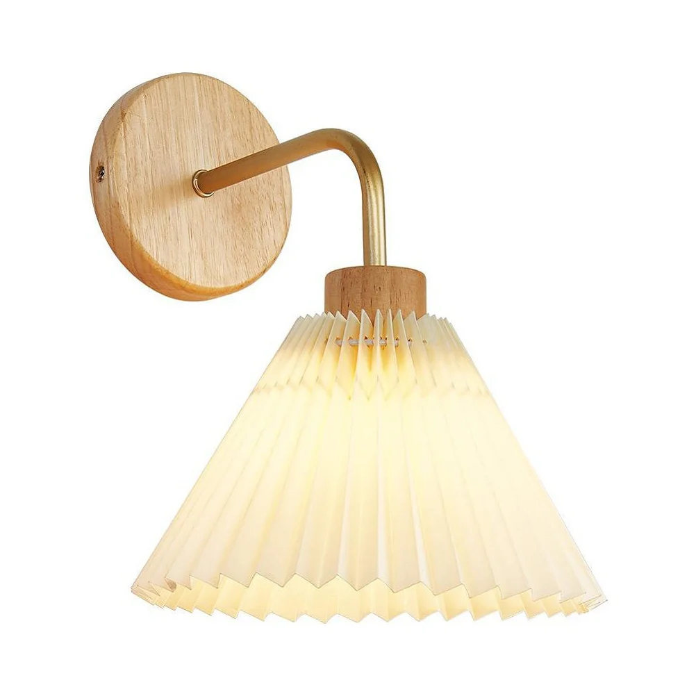 

Pleated Umbrella Wall Lamp LED Light Sconces Modern Nordic Style Bedroom Study Room Balcony Warm Light E27 Socket