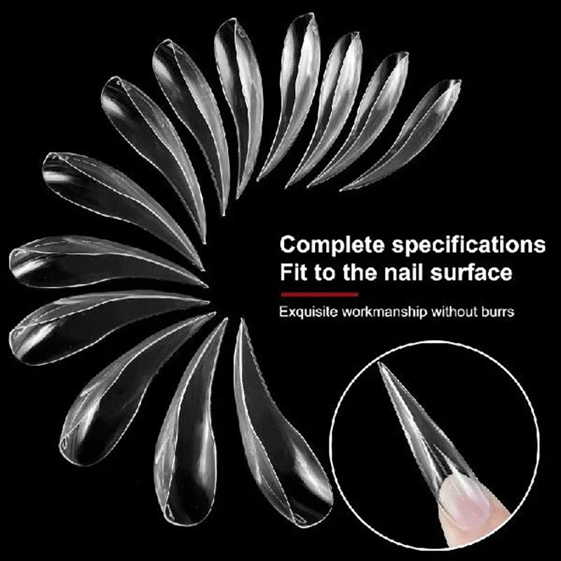 70/140/150 Stück Adlerkrallen-Kunstnägel, kurze, gebogene Stiletto-Nägel, transparent, weiche, künstliche Nagelverlängerungen für DIY-Nagelstudio-Maniküre – Detail 6