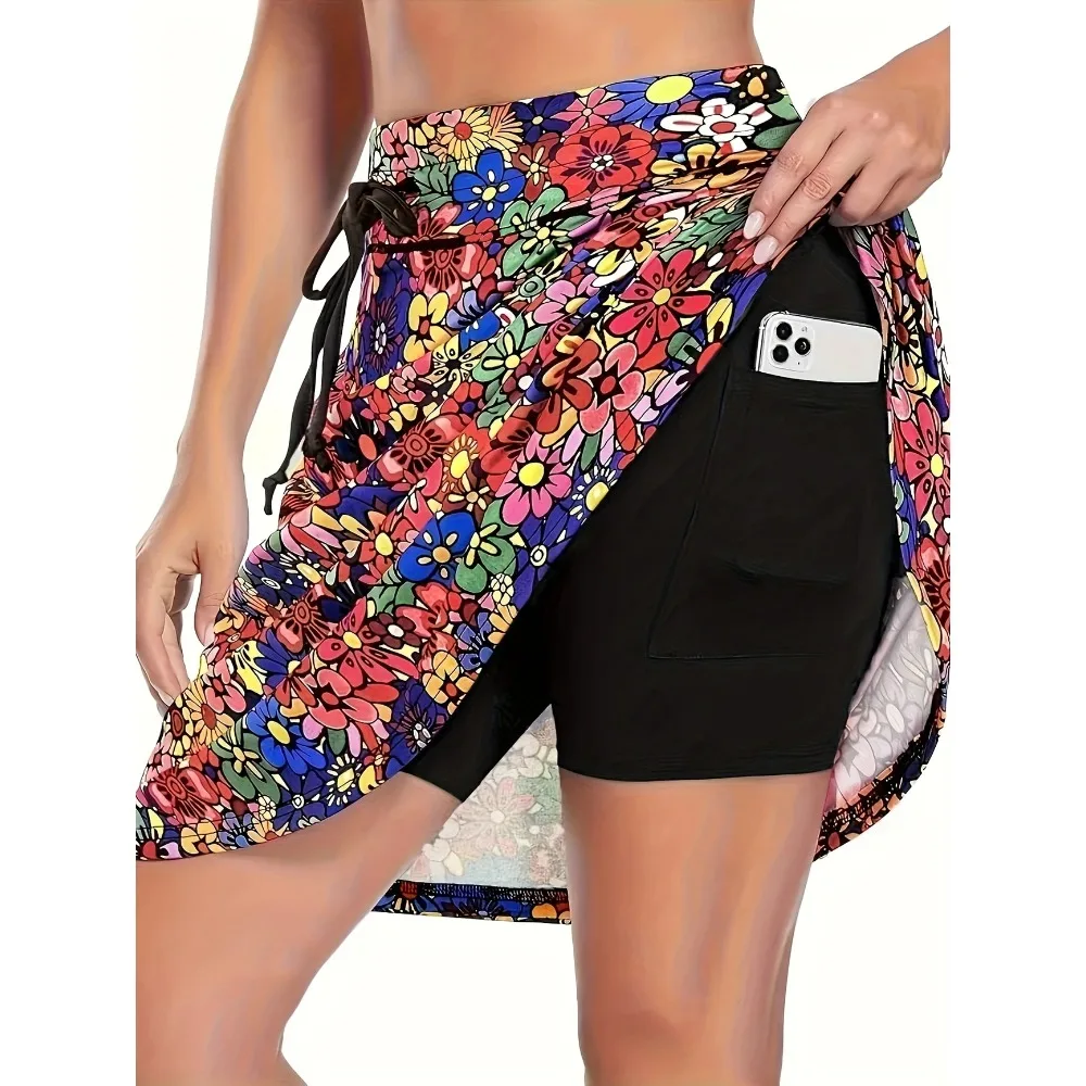 حجم كبير 1XL-5XL جديد المرأة موضة عالية الخصر سليم صالح ألف خط مطبوعة السراويل تنورة السيدات عالية الارتفاع ألف خط تنورة صغيرة