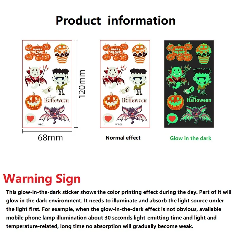 Новые Светящиеся Татуировки, наклейки на Хэллоуин, Детские Мультяшные Светящиеся Татуировки, Временные татуировки, боди-арт, искусственные татуировки на руку для детей