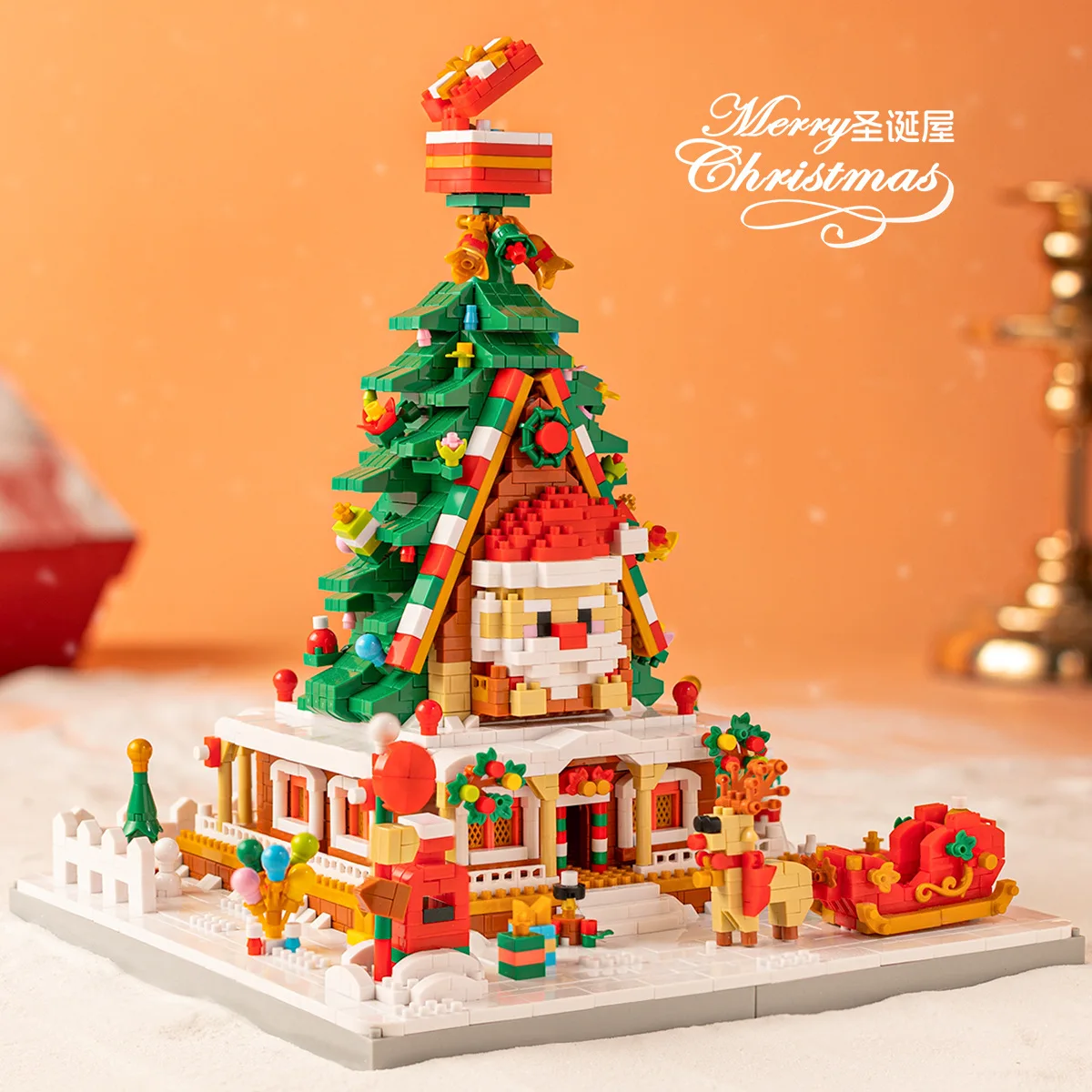 مجموعة مكعبات بناء بيت شجرة سانتا كلوز الخيالية لعيد الميلاد، لعبة بيت الثلج في عطلة الشتاء، هدية عيد الميلاد للأطفال #2