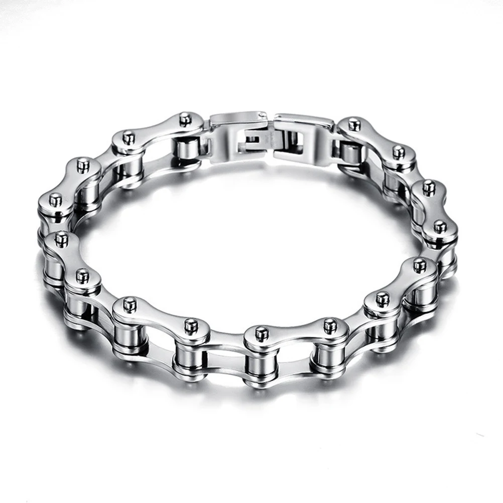 AliExpress NONE 1PCS Punk Stainless Steel Bracelet Men Biker Bicycle Motorcycle Chain Bracelets 8.5"