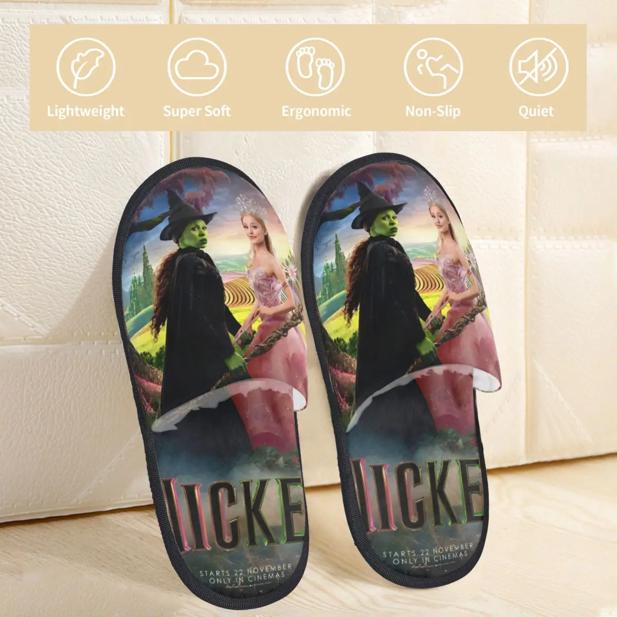 Wicked Elphaba & Glinda House Slippers Bedroom Movie Soft Household Fur Slides Slippers Non-skid