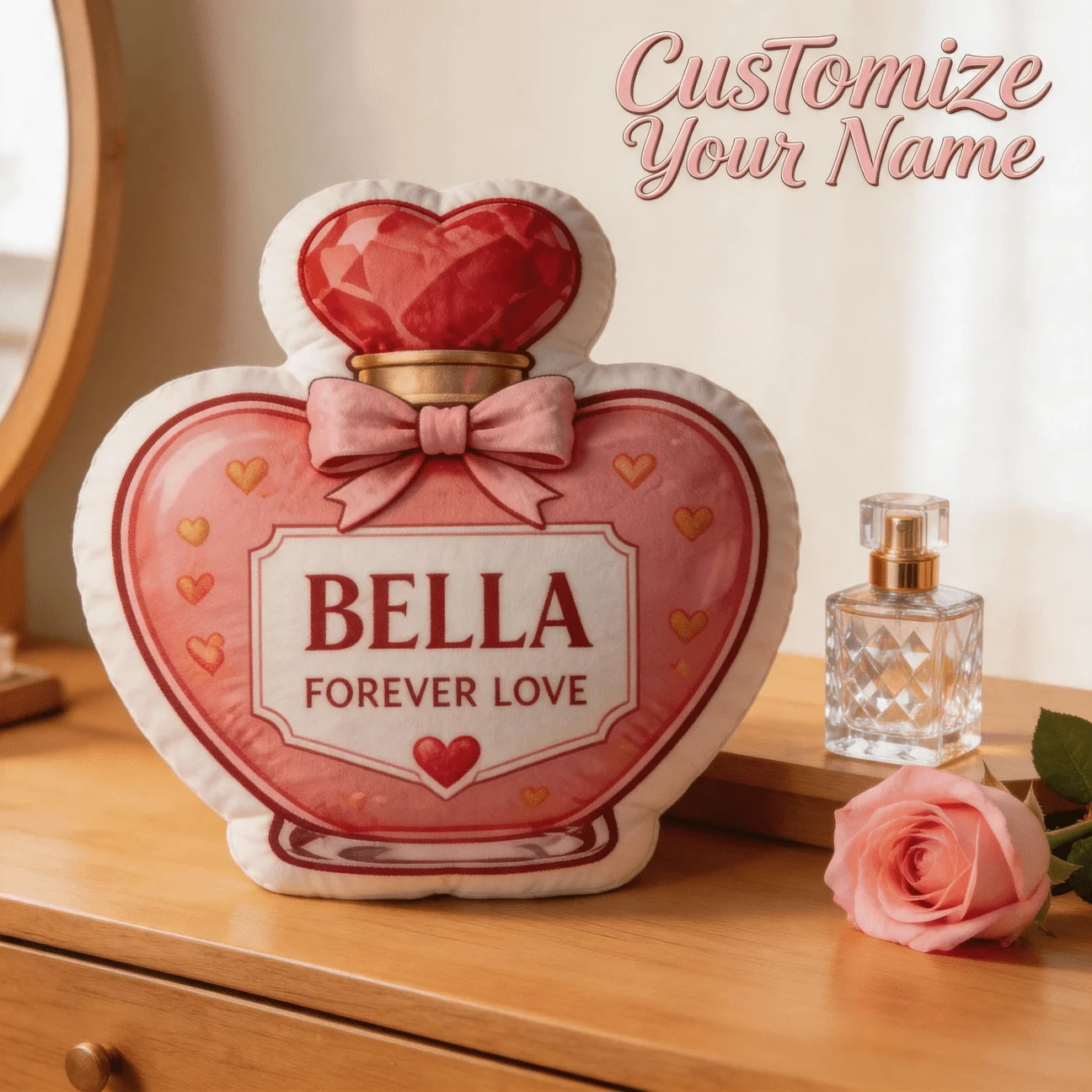 Custom Personalized Photo Shaped Pillow, Heart Bottle Design Decorative Cushion, 70CM Large Size Accent Pillow for Sofa & Bedroo